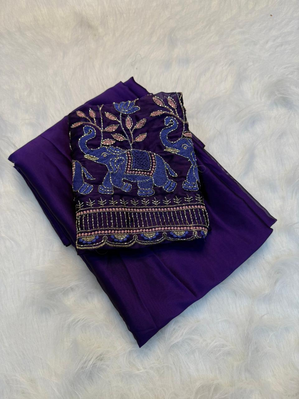 Attractive Function Wear Rangoli Silk Sequence n Beads Work Saree With Blissful Blouse Piece