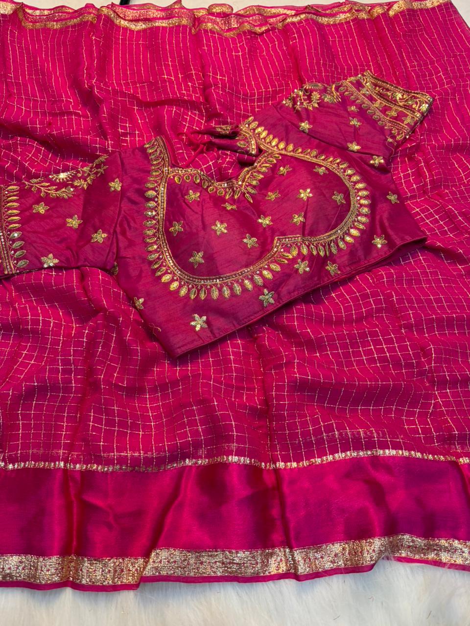 Excellent Party Wear Viscose Georgette Embroidery Work Stitched Blouse With Saree