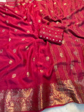 Load image into Gallery viewer, Opulent Festive Wear Viscose Jacquard Weaving Work Fancy Designer Saree With Blouse Piece
