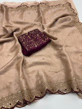 Load image into Gallery viewer, Whimsical Wedding Wear Silk Embroidery n Sequence Thread Work Fancy Designer Saree With Blouse Piece
