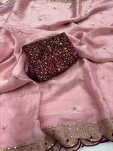 Load image into Gallery viewer, Whimsical Wedding Wear Silk Embroidery n Sequence Thread Work Fancy Designer Saree With Blouse Piece
