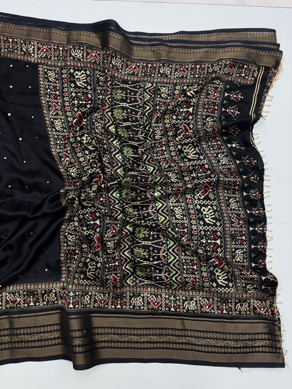 Entrancing Function Wear Pure Soft Silk Jacquard Border n Heavy Mirror Lace Work Rich Pallu Fancy Designer Saree