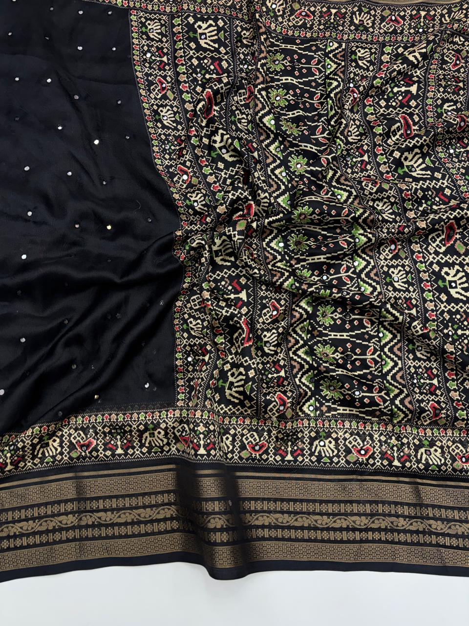 Entrancing Function Wear Pure Soft Silk Jacquard Border n Heavy Mirror Lace Work Rich Pallu Fancy Designer Saree