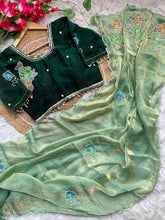 Load image into Gallery viewer, Gratifying Function Wear Silk Sequence Work n Flower Butti Arco Border Desginer Saree For Ocassion
