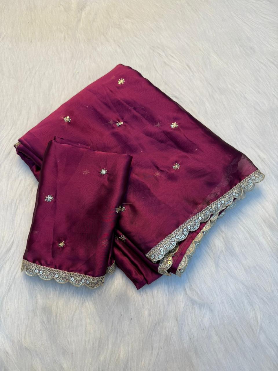 Effervescent Party Wear Pure Soft Rangoli Silk Sequence Work Border Fancy Designer Saree