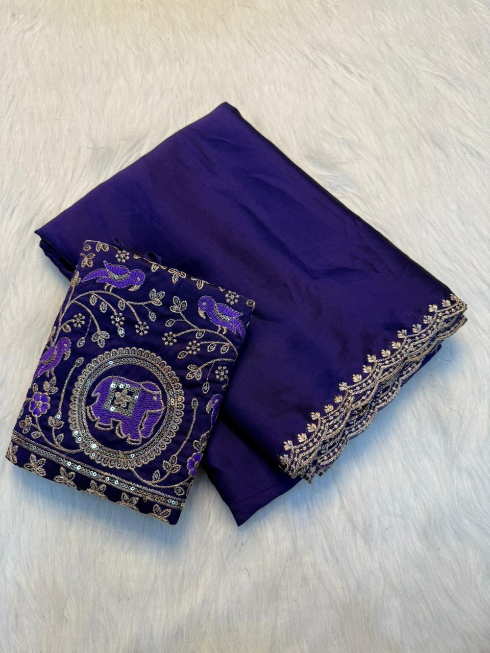 Breathtaking Wedding Wear Pure Soft Rangoli Silk Embroidery Work Saree With Elegant Blouse Piece