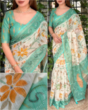 Load image into Gallery viewer, Blossom Festive Wear Cotton Thread n Mirror Work Fancy Designer Saree With Unstitched Blouse
