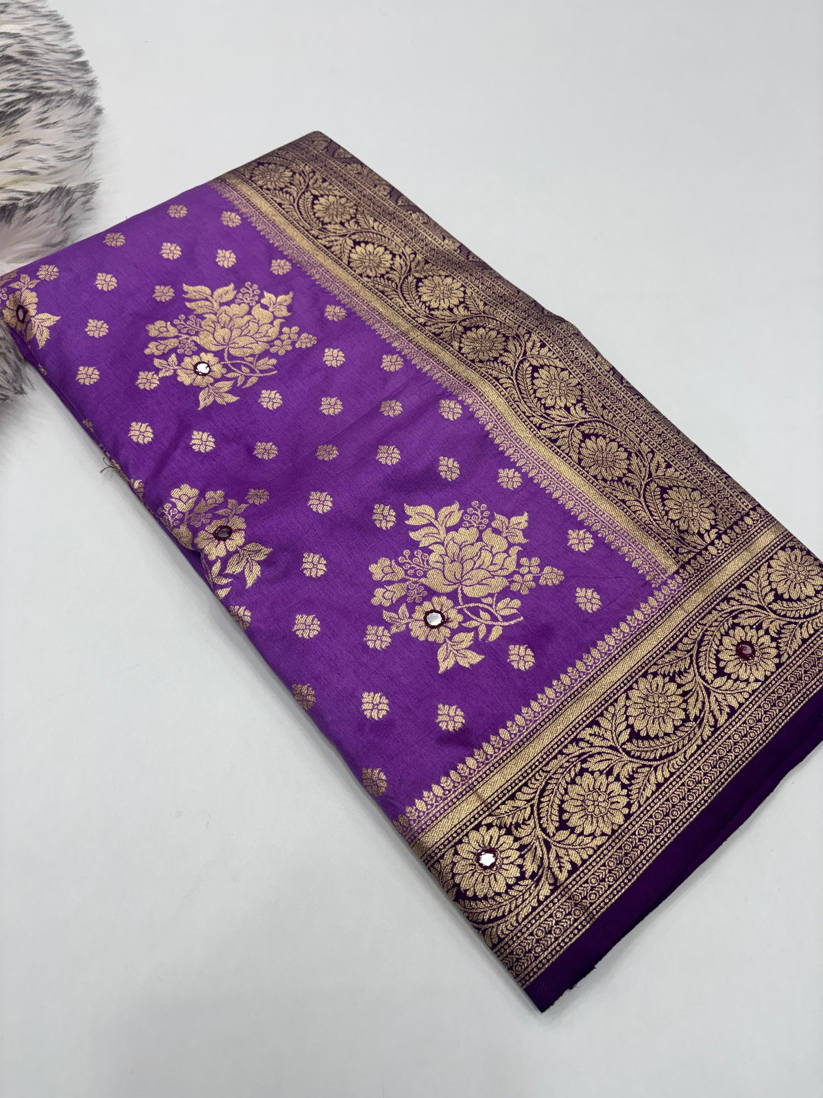 Incomparable Function Wear Pure Silk Jacquard Border Printed Rich Pallu n Mirror Work Fancy Designer Saree