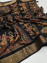 Load image into Gallery viewer, Artisanal Festive Wear Pure Silk Ajrak Printed Rich Pallu n Mirror Work Fancy Designer Saree With Blouse Piece
