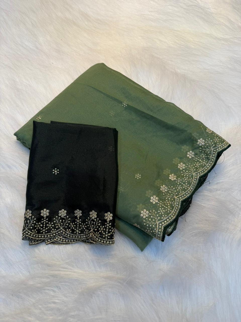 Exquisite Wedding Wear Pure Soft Georgette Silk Embroidery n Cut Work Designer Saree For Women