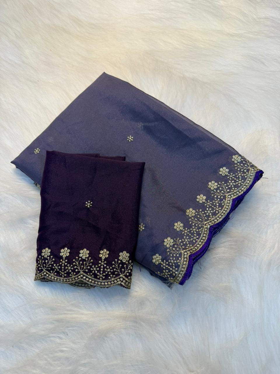 Exquisite Wedding Wear Pure Soft Georgette Silk Embroidery n Cut Work Designer Saree For Women