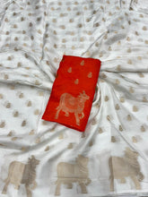 Load image into Gallery viewer, Exquisite Festive Wear Viscose Silk Zari Work Fancy Designer Saree With Contrast Blouse Piece
