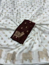 Load image into Gallery viewer, Exquisite Festive Wear Viscose Silk Zari Work Fancy Designer Saree With Contrast Blouse Piece
