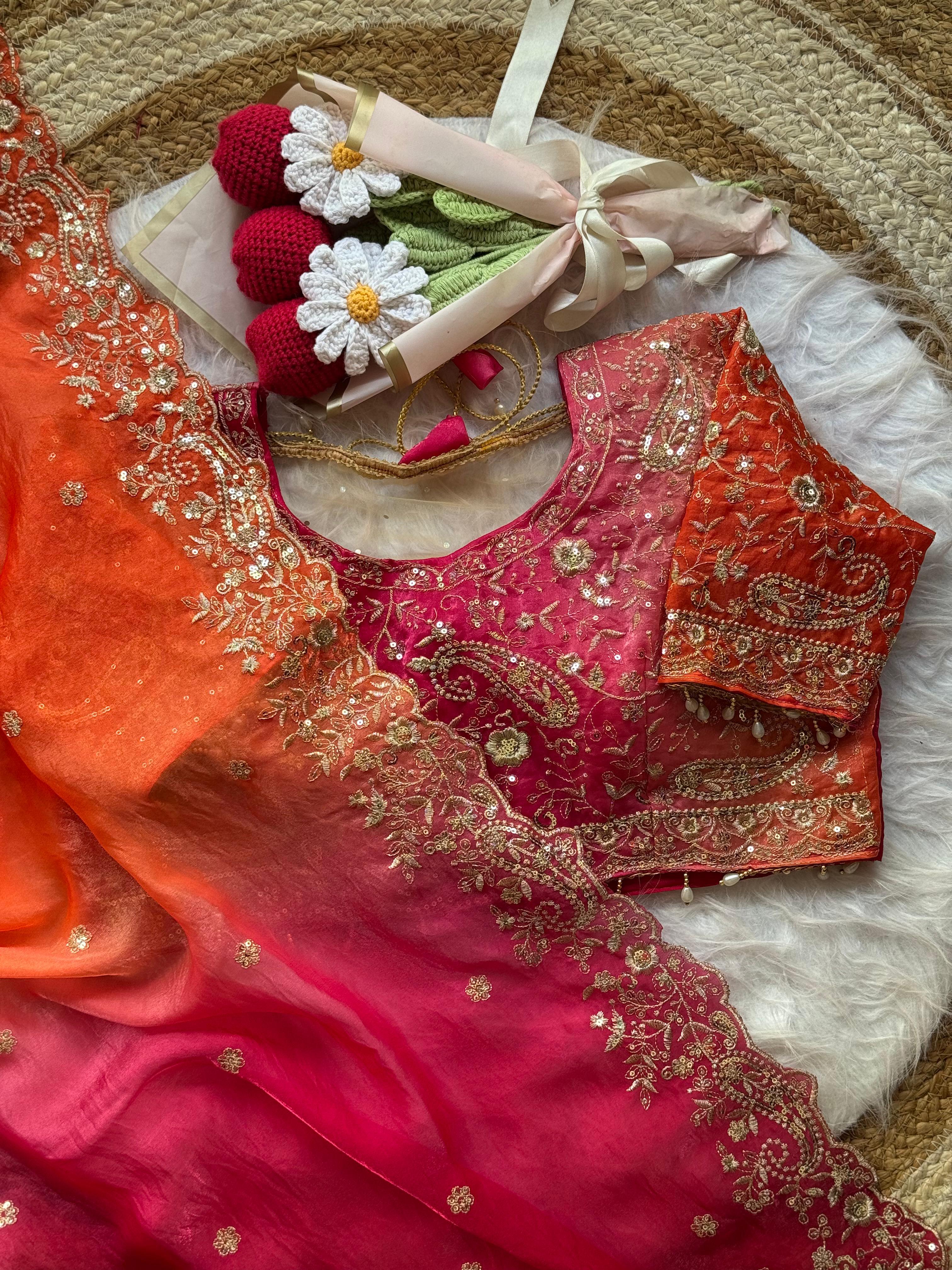 Exuberant Function Wear Soft Silk Heavy Embroidery n Aarco Work Designer Saree With Stitched Blouse