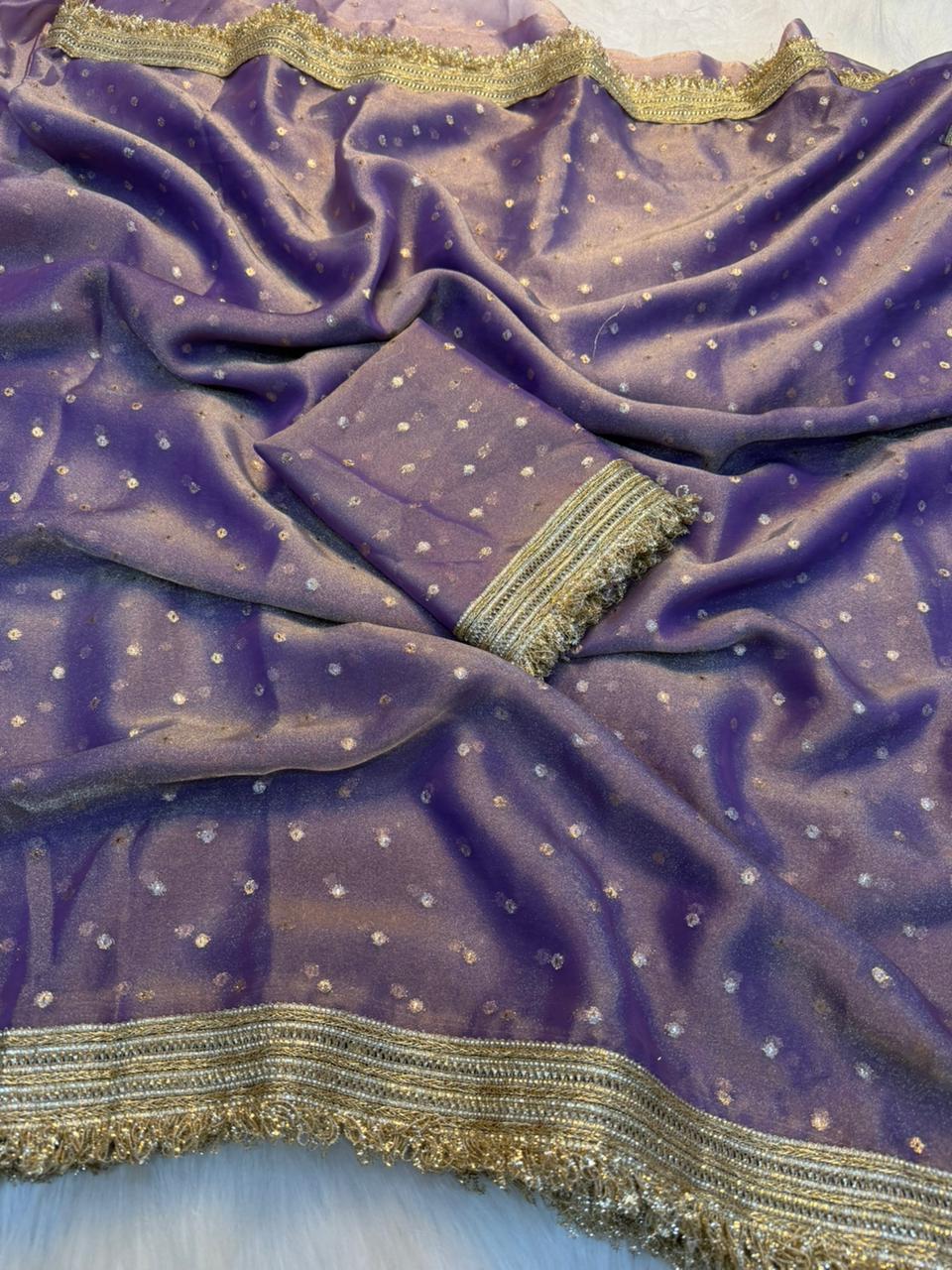Heritage Wedding Wear Silk Jacquard Butti n Heavy Lace Work Fancy Designer Saree For Women