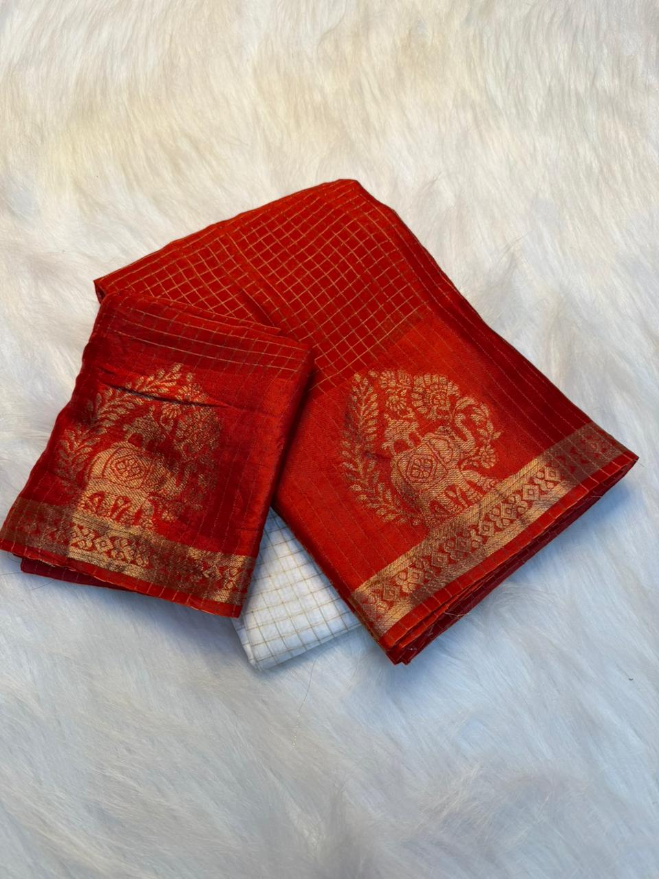 Alverina Festive Wear Double Shaded Viscose Chinnon Jacquard Weaving Work Fancy Saree With Blouse Piece
