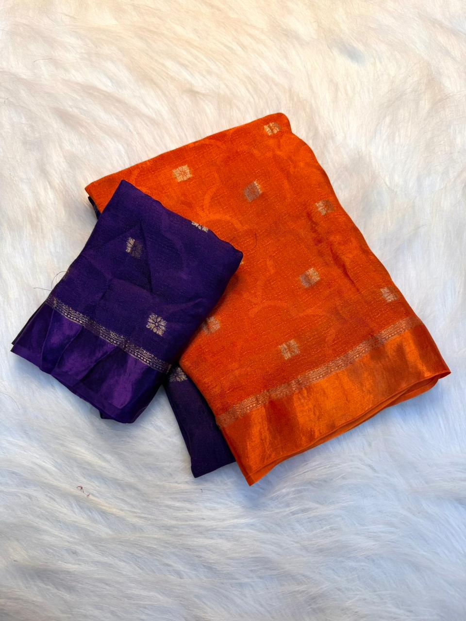Scrupulous Party Wear Double Shaded Viscose Silk Jacquard Weaving Zari Work Fancy Saree With Matching Blouse Piece