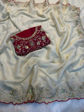 Load image into Gallery viewer, Entrancing Function Wear Georgette Heavy Sequence Work Saree With Unstitched Blouse piece
