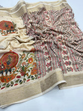 Load image into Gallery viewer, Mellifluous Function Wear Silk Printed n Mirror Work Jacquard Border Fancy Designer Saree

