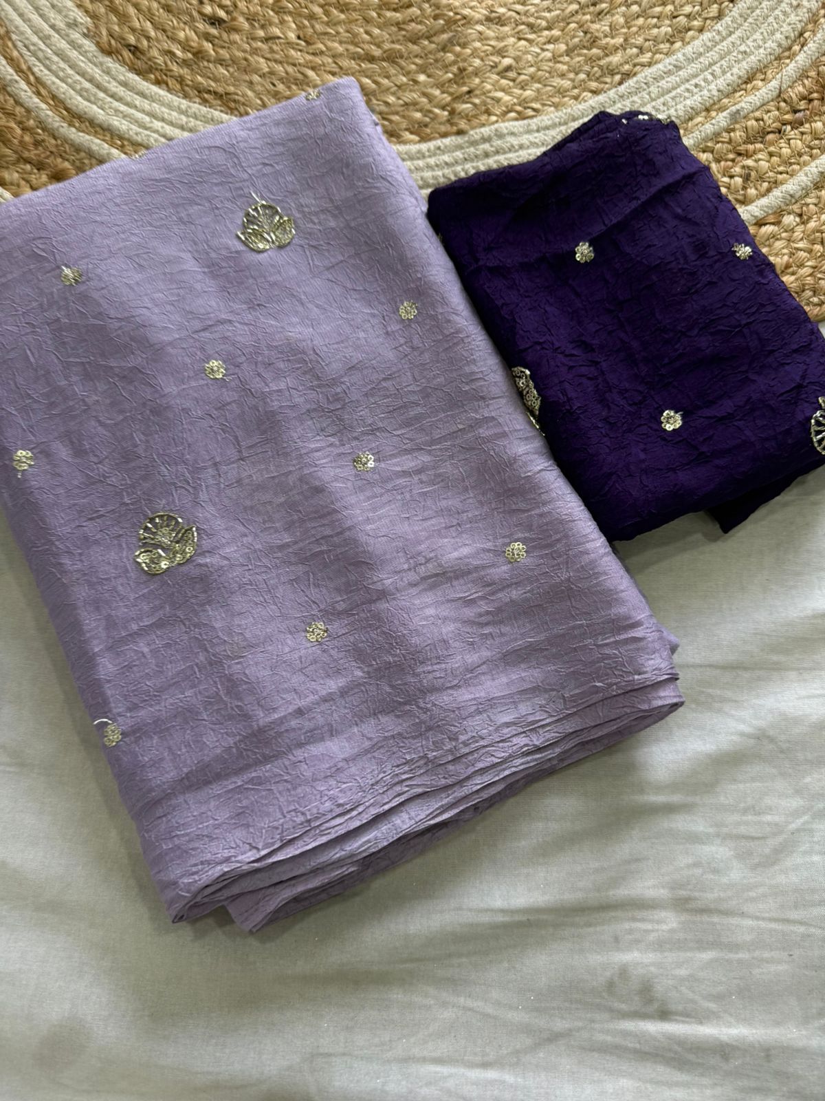 Exuberant Festive Wear Crush Silk Sequence Work Fancy Designer Saree With Contrast Blouse Piece
