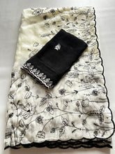 Load image into Gallery viewer, Alverina Festive Wear Embroidery Thread Work Border Designer Saree With Contrast Blouse Piece
