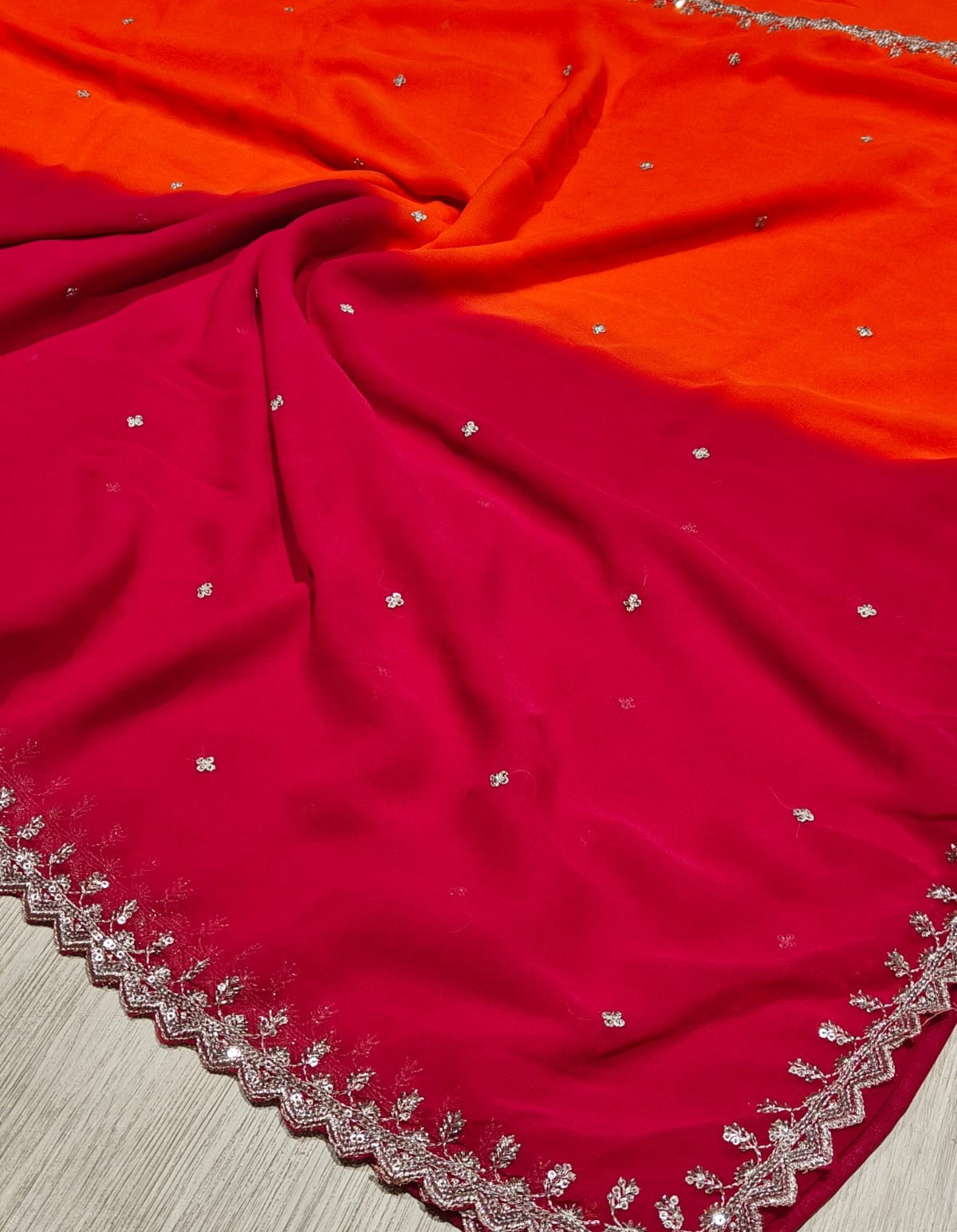 Lustrous Party Wear Georgette Embroidery Work Designer Saree With Blouse Piece