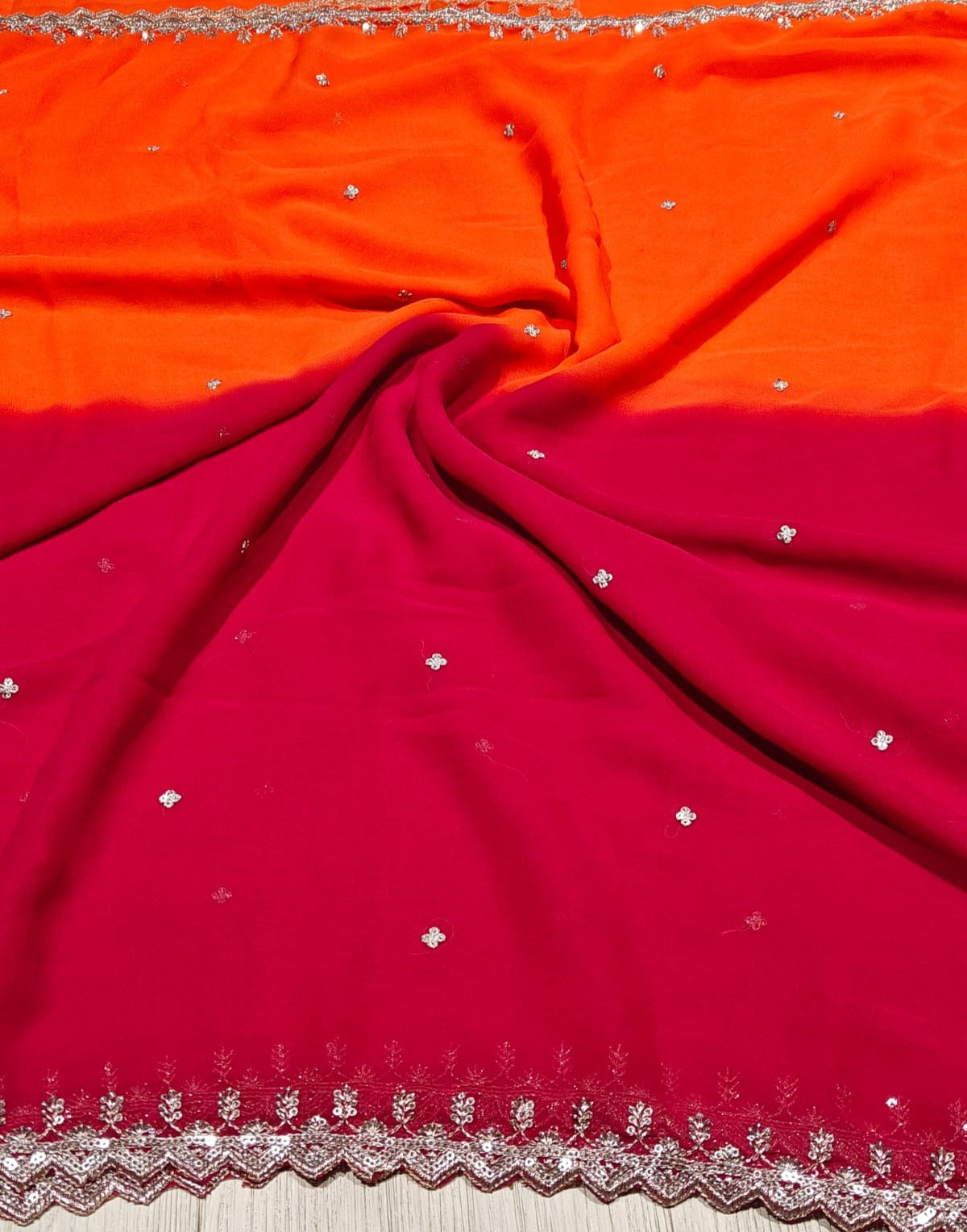 Lustrous Party Wear Georgette Embroidery Work Designer Saree With Blouse Piece