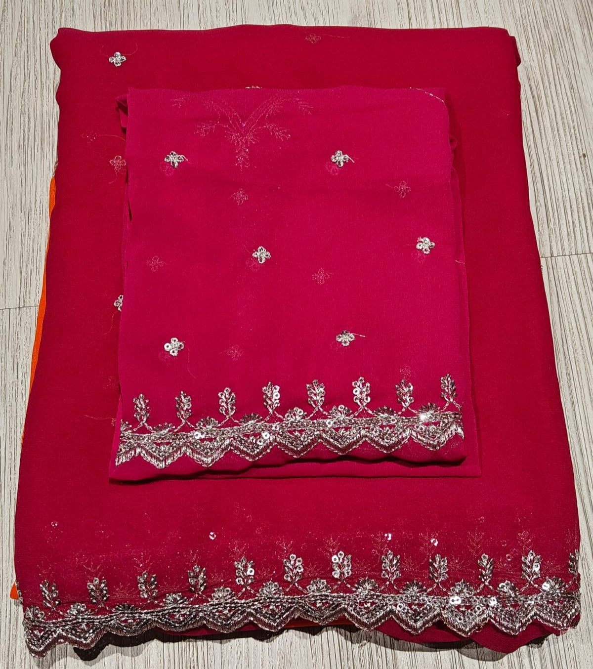 Lustrous Party Wear Georgette Embroidery Work Designer Saree With Blouse Piece