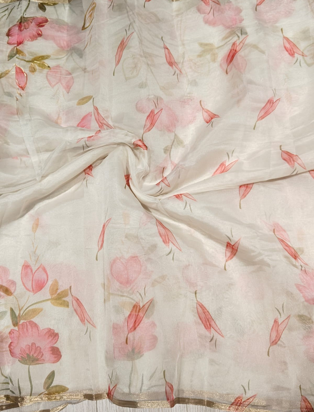 New Party Wear Soft Organza Silk Flower Print Work Designer Saree