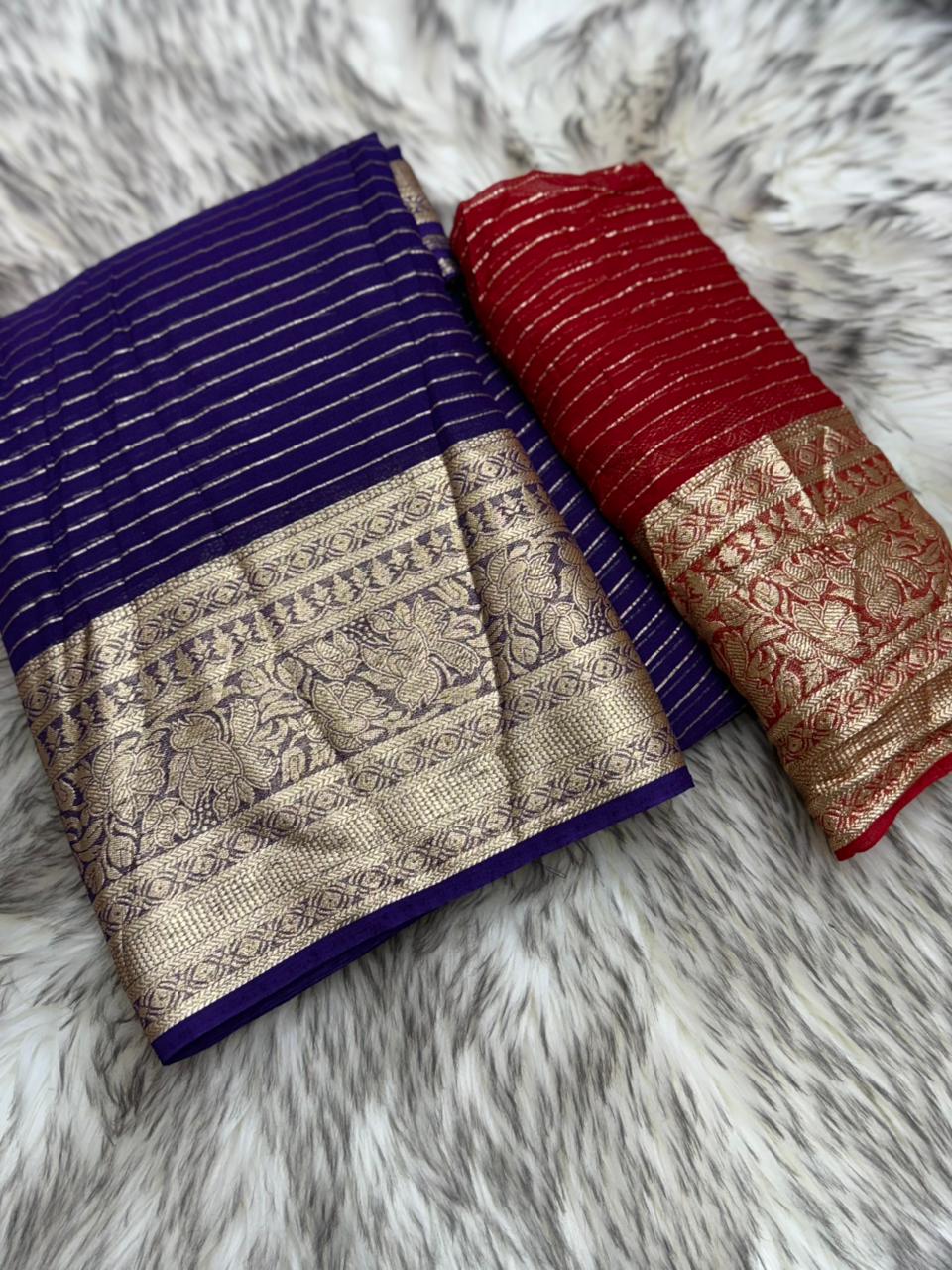 Captivating Festive Wear Pure Viscose Georgette Jacquard Weaving Work Designer Saree