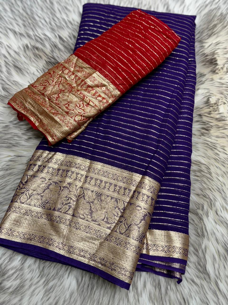 Captivating Festive Wear Pure Viscose Georgette Jacquard Weaving Work Designer Saree