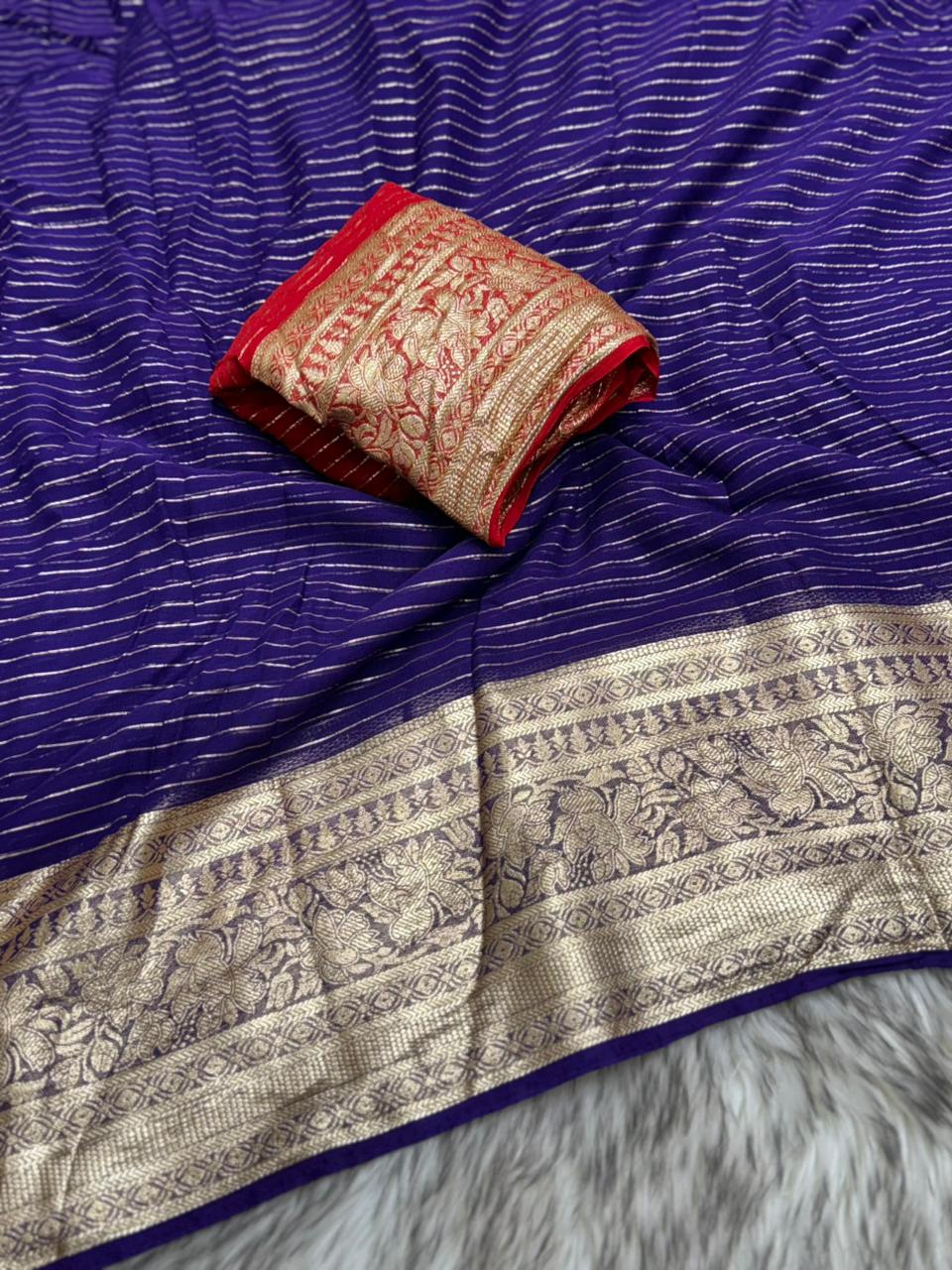 Captivating Festive Wear Pure Viscose Georgette Jacquard Weaving Work Designer Saree