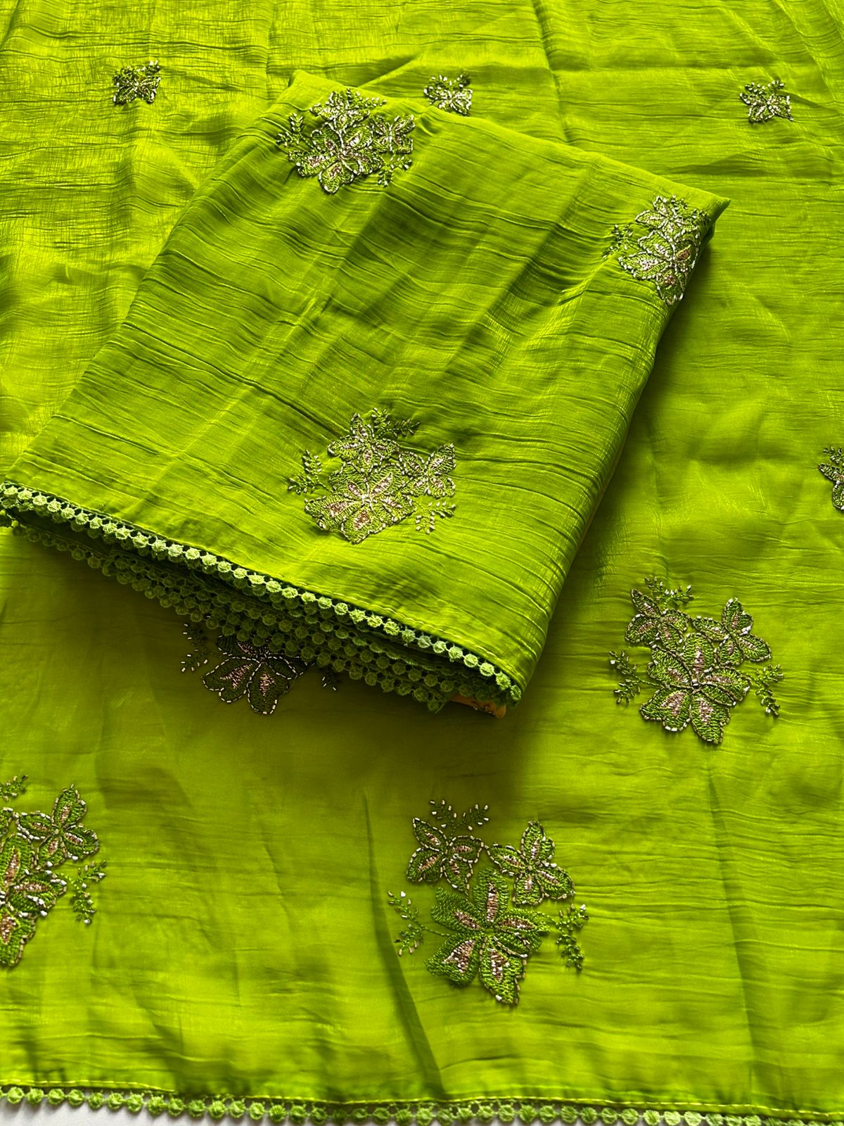 Opulent Party Wear Double Shaded Soft Silk Print n Handwork Designer Saree With Blouse Piece