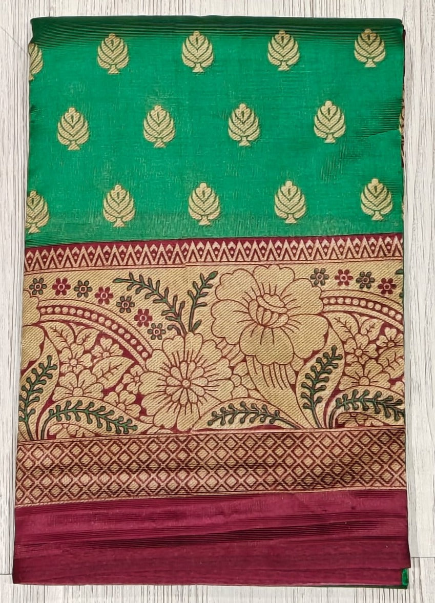 Festive Wear Banarasi Silk Jacquard Border Saree With Blouse Piece