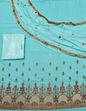 Load image into Gallery viewer, Festive Wear Georgette  Embroidery n Sequence Work Designer Straight Kurta With Dupatta Set
