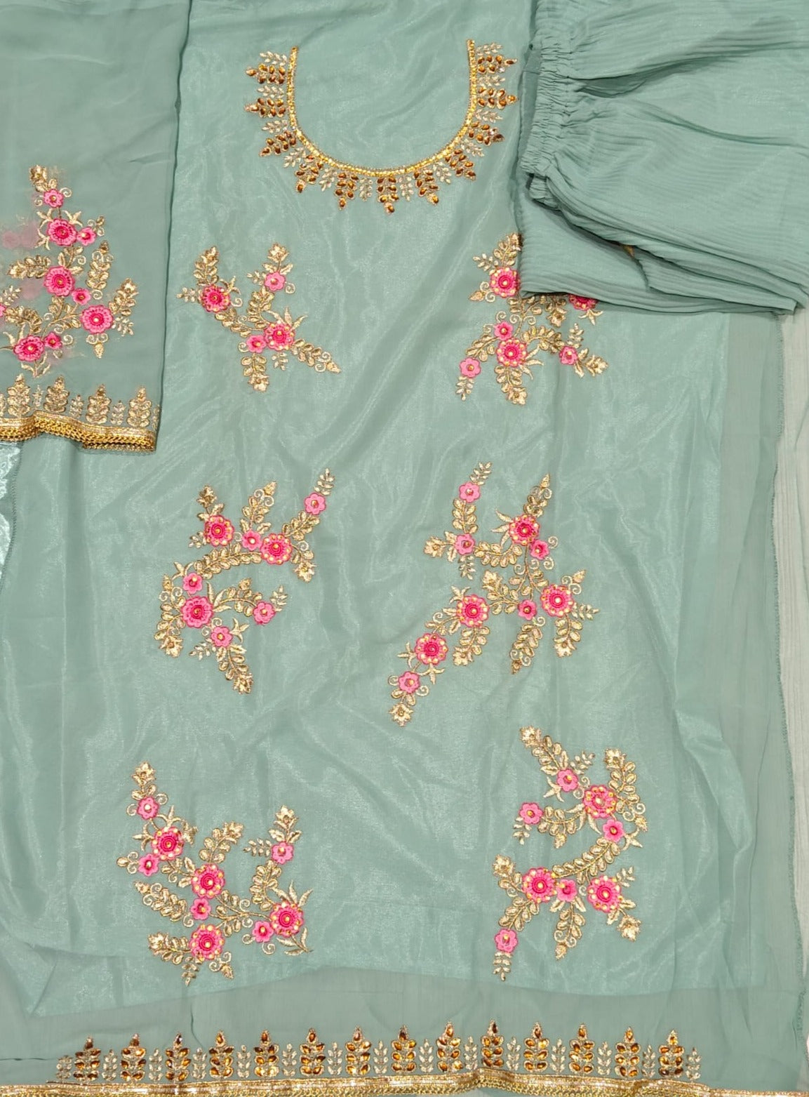 Festive Wear Georgette  Embroidery n Sequence Work Designer Straight Kurta