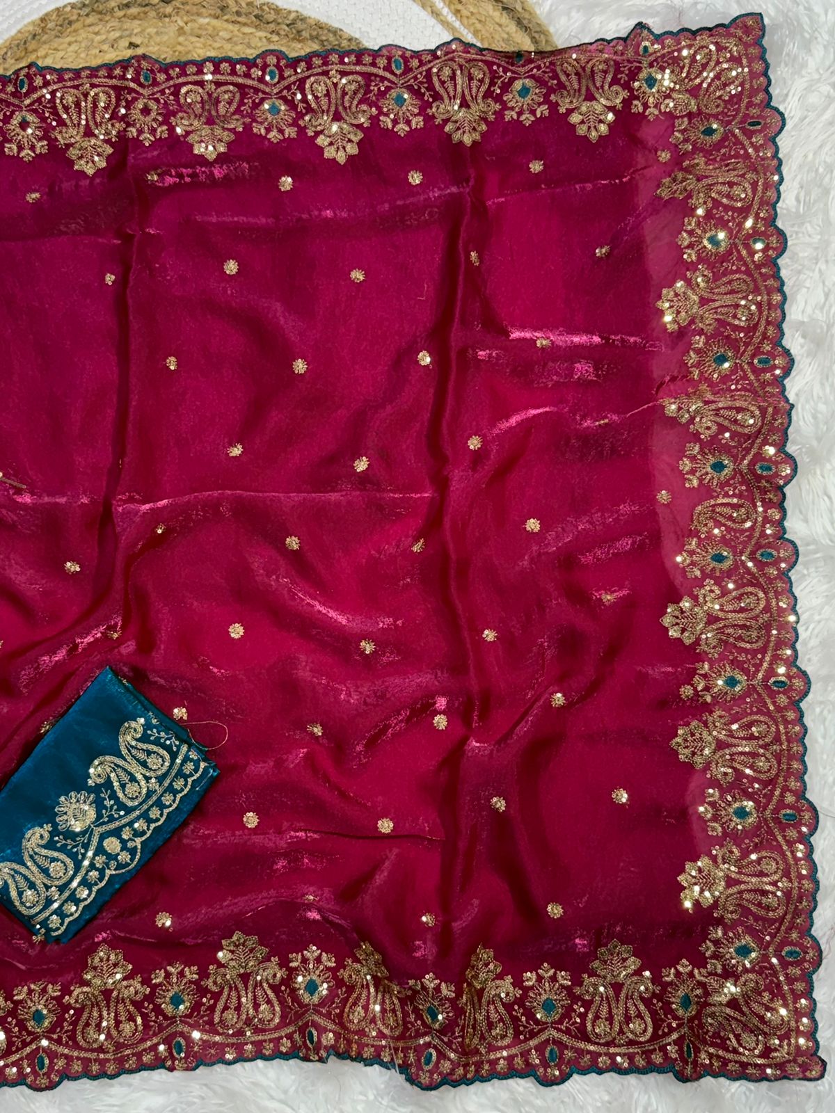 Prettiest Wedding Wear Silk Embroidery n Sequence Work Saree For Occasion