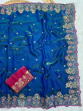 Load image into Gallery viewer, Prettiest Wedding Wear Silk Embroidery n Sequence Work Saree For Occasion
