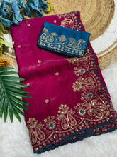 Load image into Gallery viewer, Prettiest Wedding Wear Silk Embroidery n Sequence Work Saree For Occasion
