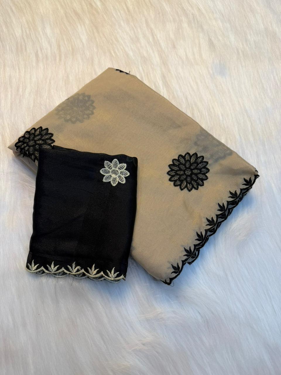 Heritage Party Wear Pure Soft Rangoli Silk Embroidery Thread Work Designer Saree With Blissful Blouse