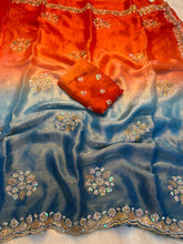Load image into Gallery viewer, Opulent Function Wear Chiffon Silk Sequence Butti Work Fancy Saree With Blouse Piece
