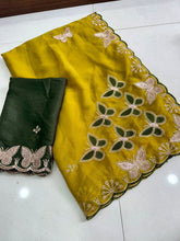 Load image into Gallery viewer, Elegant Function Wear Georgette Multi Embroidery Work Designer Saree With Contrast Blouse Piece
