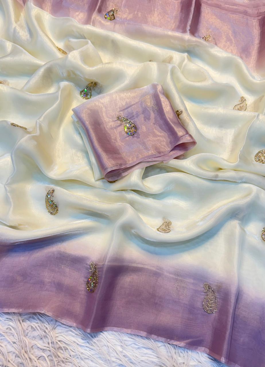 Mellifluous Function Wear Silk Embroidery Sequence n Bids Work Fancy Saree With Blouse Piece