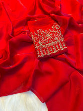 Load image into Gallery viewer, Adorning Party Wear Silk Designer Saree With Beads Heavy Work Blouse Piece
