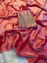 Load image into Gallery viewer, Adorning Party Wear Silk Designer Saree With Beads Heavy Work Blouse Piece

