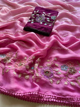 Load image into Gallery viewer, Opulent Party Wear Chiffon Crush Silk Beads Work Designer Saree For Wedding
