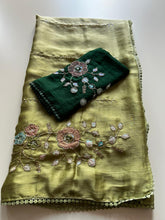 Load image into Gallery viewer, Opulent Party Wear Chiffon Crush Silk Beads Work Designer Saree For Wedding
