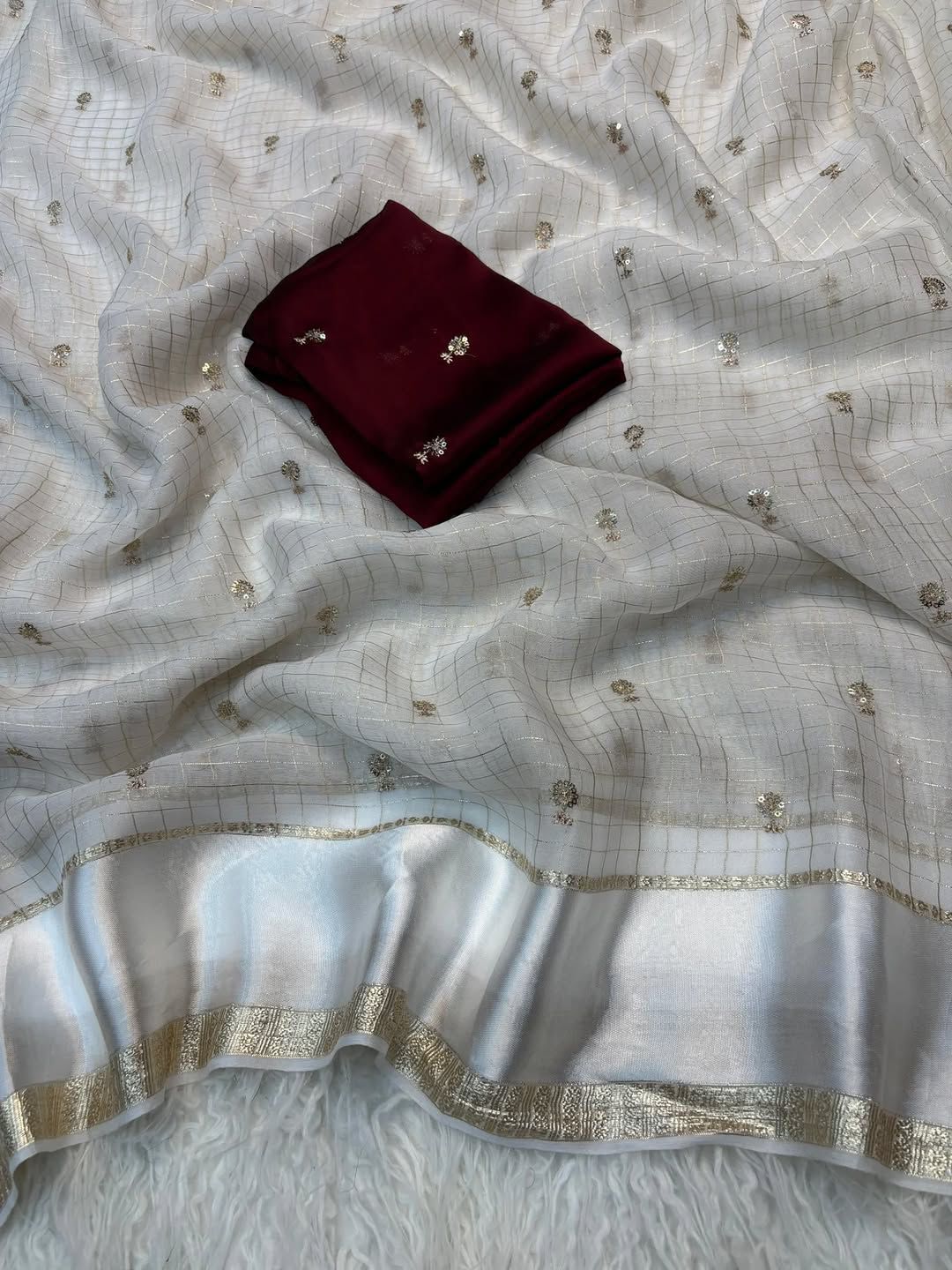 Captivating Festive Wear Pure Viscose Georgette Sequence Work Fancy Designer Saree With Contrast Blouse Piece