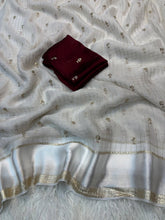 Load image into Gallery viewer, Captivating Festive Wear Pure Viscose Georgette Sequence Work Fancy Designer Saree With Contrast Blouse Piece

