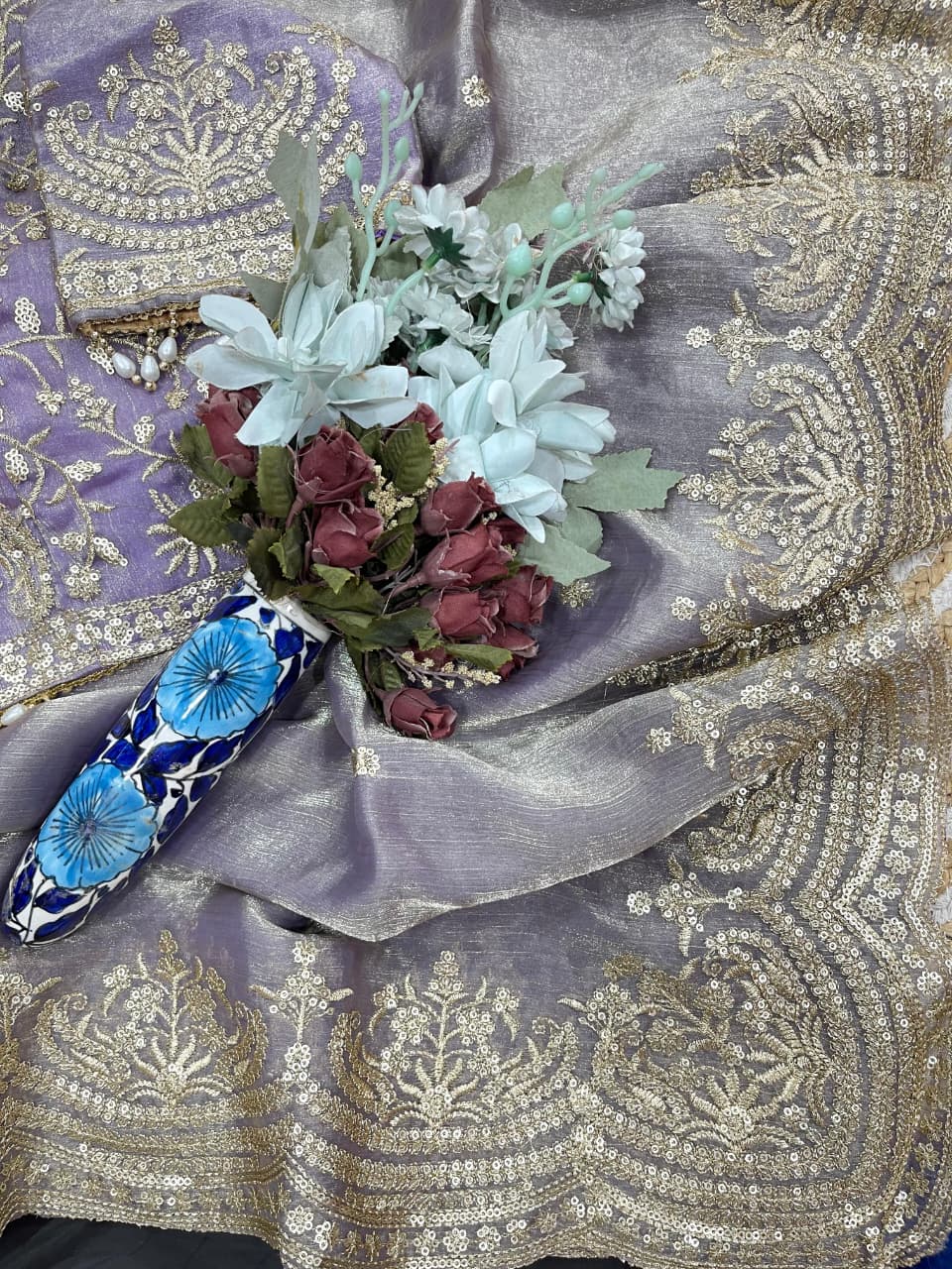 Excellent Wedding Wear Chiffon Embroidery n Sequence Work Designer Saree With Stitched Blouse